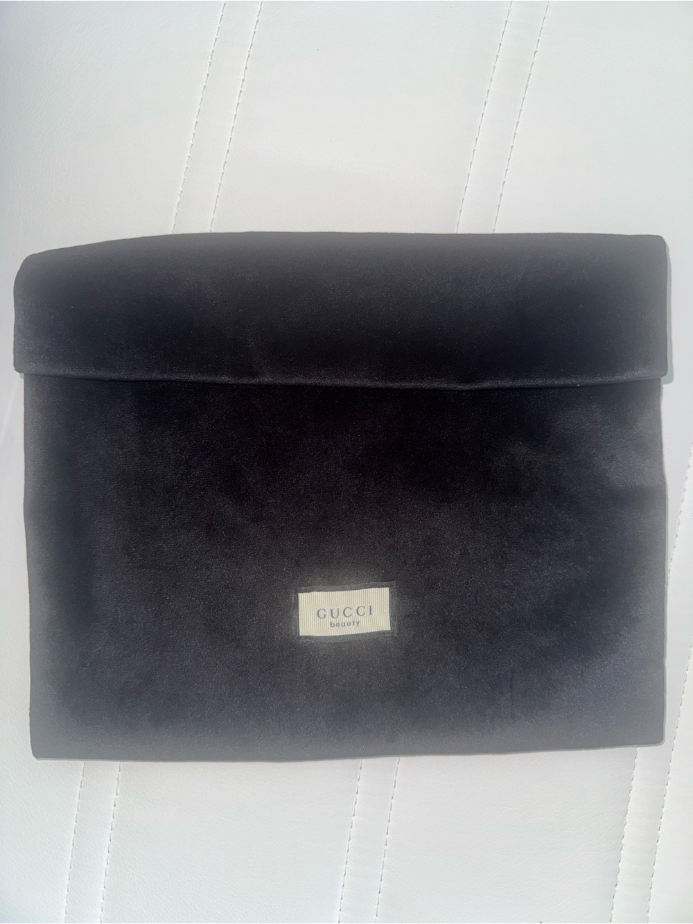 Gucci Black Velvet Cosmetic Pouch with Subtle Logo Plaque